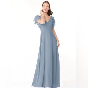 NWT Azazie Syenna Bridesmaid Dress - Dusty Blue chiffon (not altered!) perfect